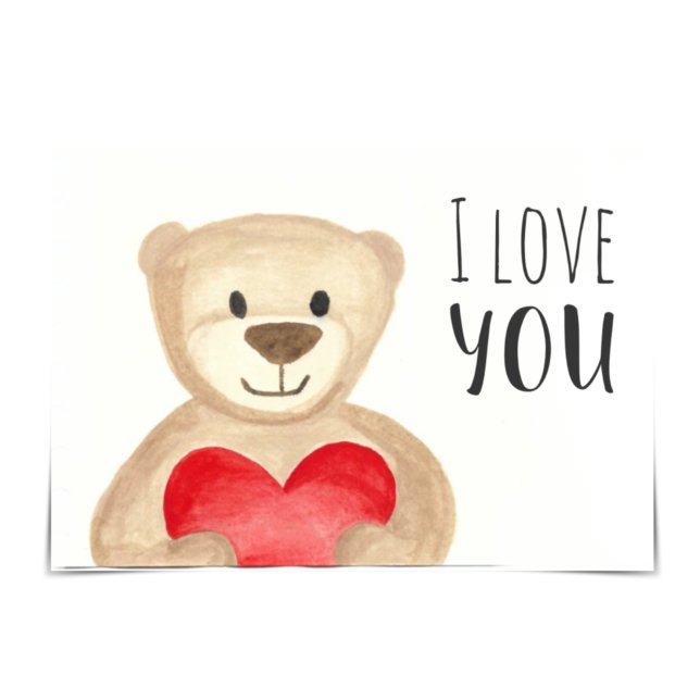 "I Liebe You" Bear Hug Adoption Wasserfarbkarte Karte (Von Creator hochgeladen)