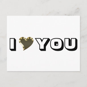 I Liebe You black gold heart moderne kühne Typogra Postkarte
