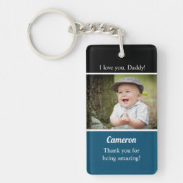 I Liebe you Blue Daddy Custom baby Foto Name Schlüsselanhänger