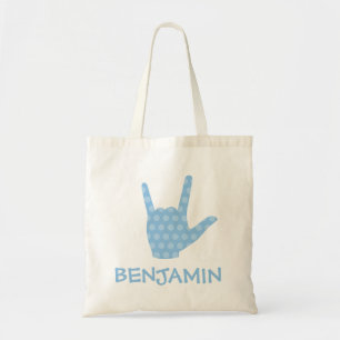 I Liebe You Blue Sign Language Boy Name Tote Bag Tragetasche