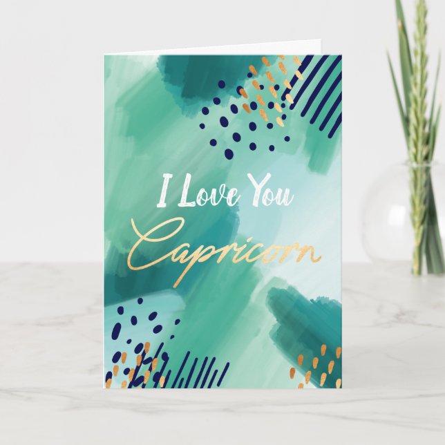 "I Liebe You, Capricorn, Zodiac Abstrakt Card Karte (Vorderseite)