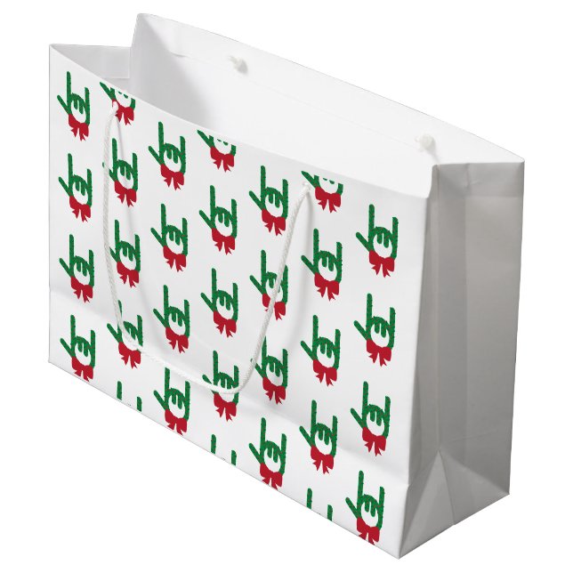 I Liebe You Christmas Wreath Geschenktasche Große Geschenktüte (Vorderseite Schrägansicht)