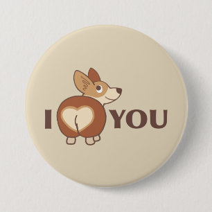 I Liebe You Corgi Dog Button