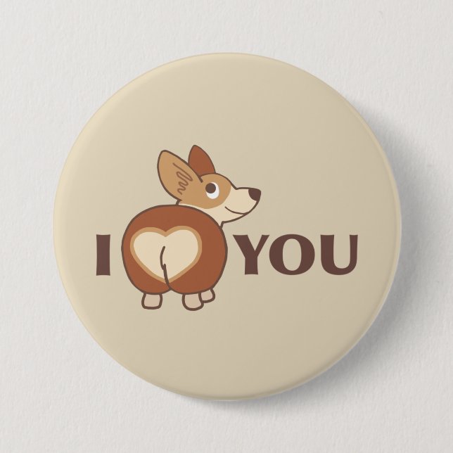 I Liebe You Corgi Dog Button (Vorderseite)