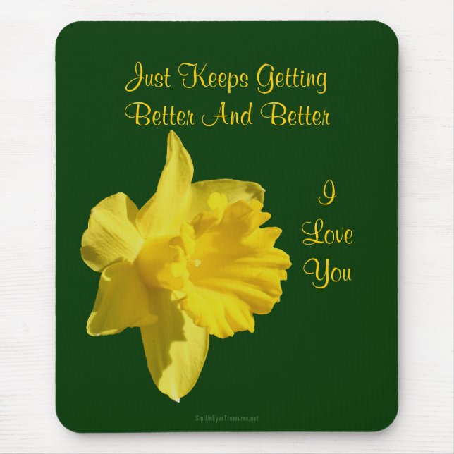 I Liebe You Daffodil Blume Foto Mousepad (Vorne)