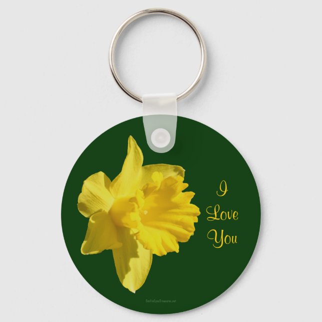 I Liebe You Daffodil Blume Foto Schlüsselanhänger (Vorderseite)