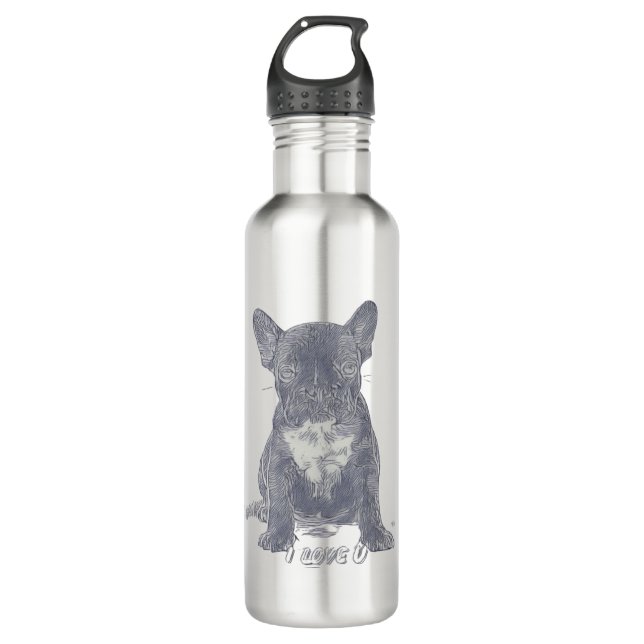 I Liebe YOU - French Bulldog Edelstahlflasche (Vorderseite)