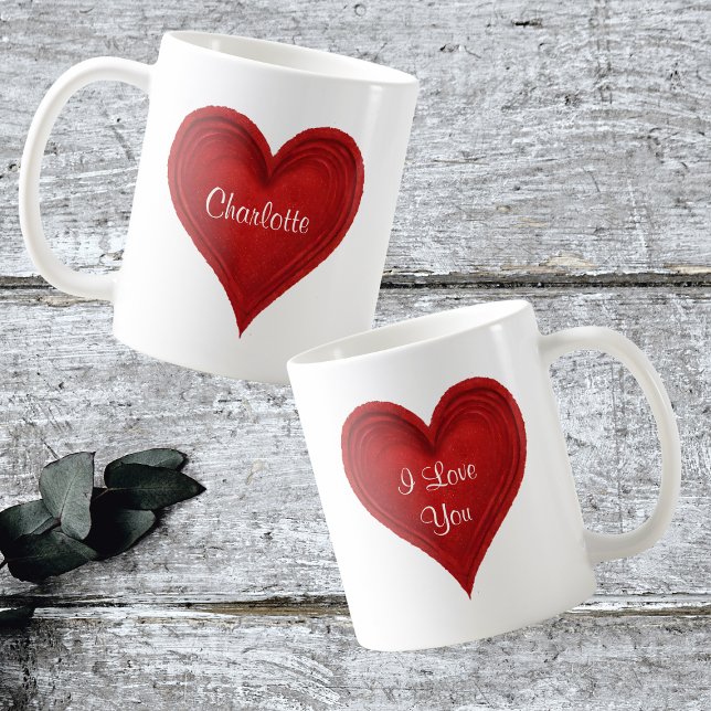 I Liebe You Girly Herzname White Kaffeetasse (Front And Back)