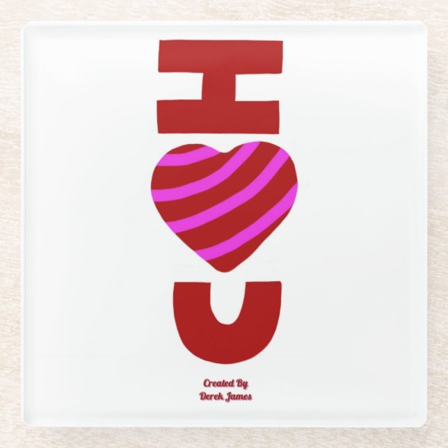 I Liebe You Glass Untersetzer (Vorderseite)