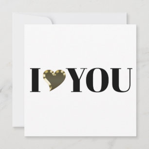 I Liebe You gold heart moderne Serifentypografie Karte