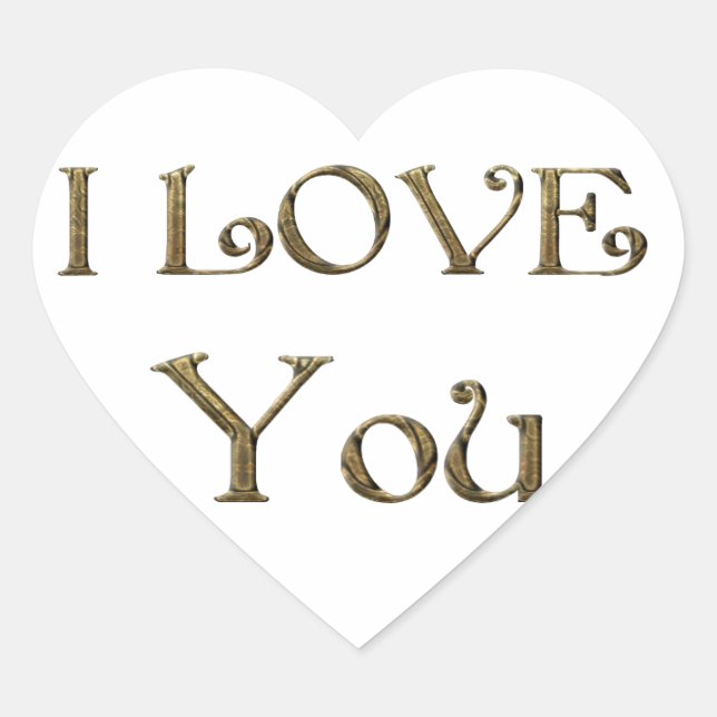 I Liebe You Golden Text Typografy Elegant Herz-Aufkleber (Vorderseite)
