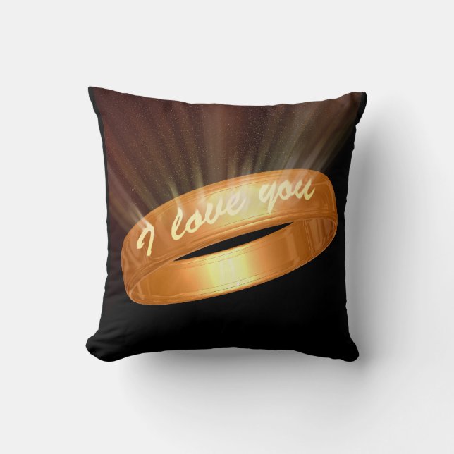 "I Liebe you" Goldener Ring Kissen (Vorderseite)