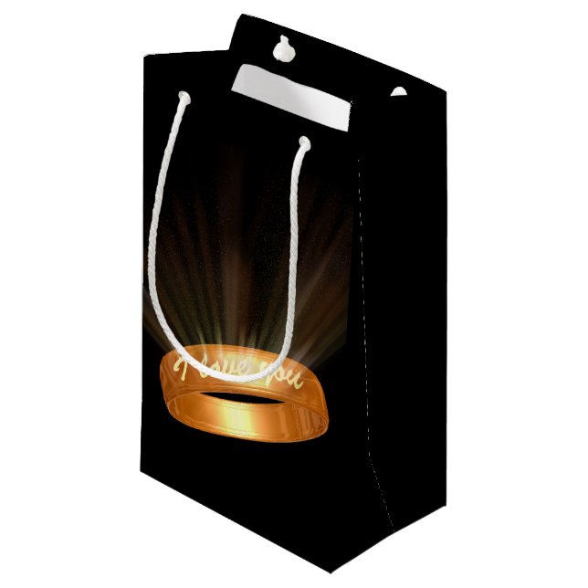 "I Liebe you" Goldener Ring Kleine Geschenktüte (Vorderseite Schrägansicht)