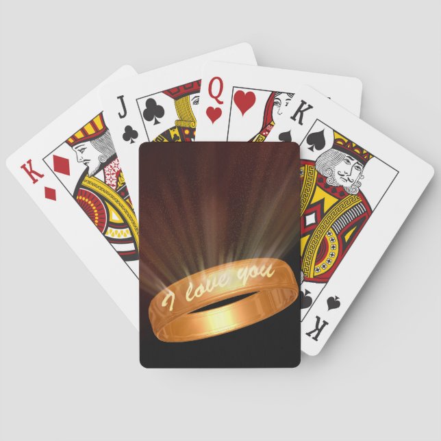 "I Liebe you" Goldener Ring Spielkarten (Rückseite)