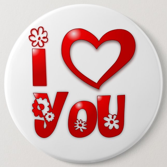 "I LIEBE YOU" GROOVY BLUME BUTTON (Vorderseite)