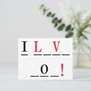 I Liebe You-Hangman Style by Shirley Taylor Postkarte