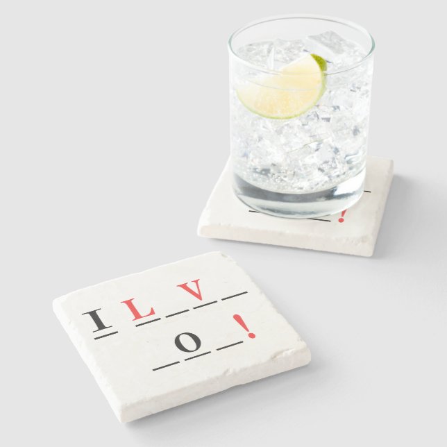 I Liebe You-Hangman Style by Shirley Taylor Steinuntersetzer (Seitenansicht)