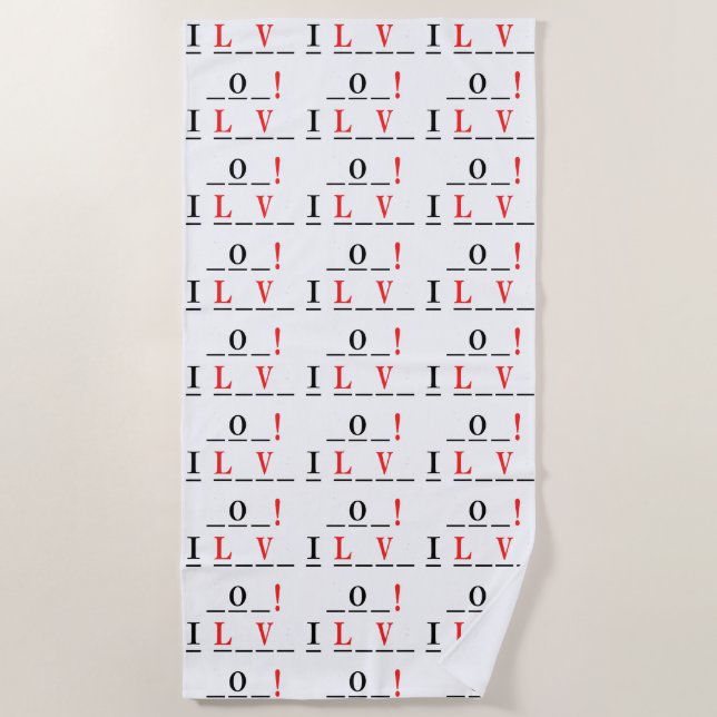 I Liebe You-Hangman Style by Shirley Taylor Strandtuch (Vorderseite)