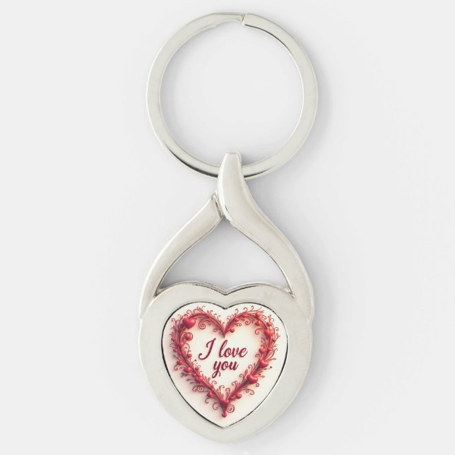 I Liebe You Heart Keychain - Romantisches Geschenk Schlüsselanhänger (Vorderseite)