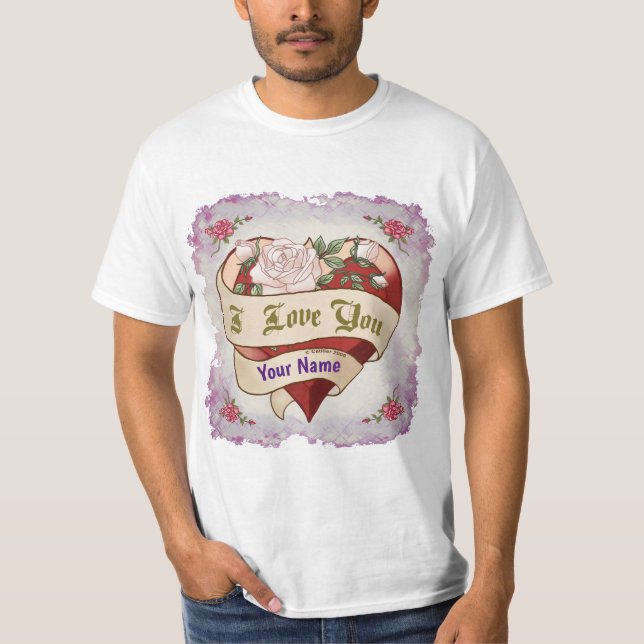 I Liebe You Heart Valentine Herz Custom T - Shirt (Vorderseite)