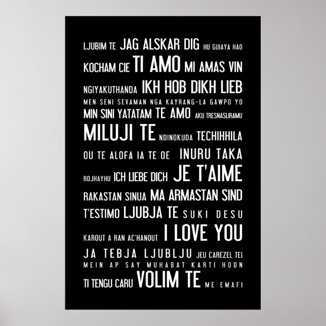 "I Liebe you" in verschiedenen Sprachen Poster (Vorne)