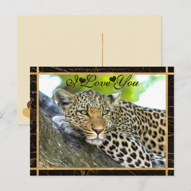 I Liebe You Leopard Foto Postkarte (Vorne/Hinten)
