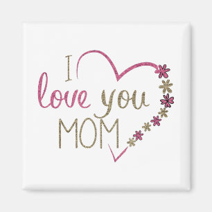 I Liebe You Mama Glitzer Herz Magnet