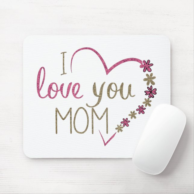 I Liebe You Mama Glitzer Herz Mousepad (Mit Mouse)