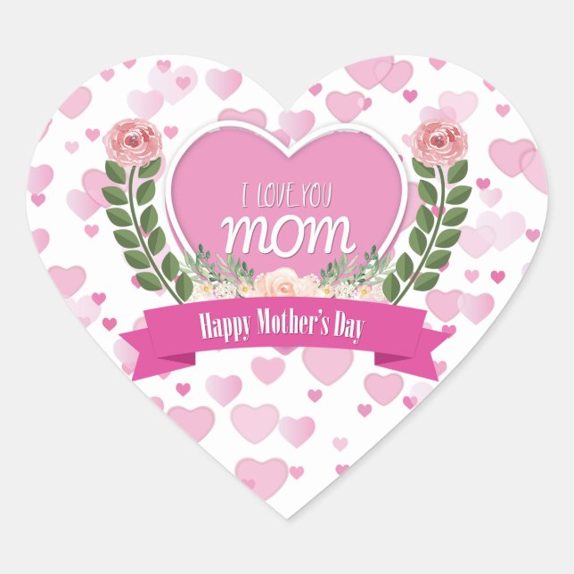 I Liebe You Mama - Heftaufkleber Herz-Aufkleber (Vorderseite)