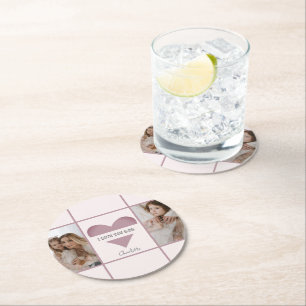 "I Liebe You Mama" Personalisierter Paper Unterset Runder Pappuntersetzer