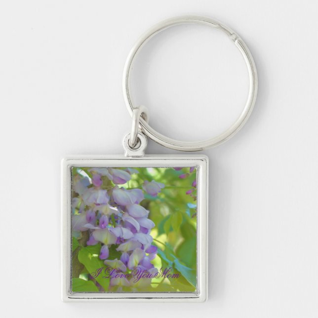 I Liebe You Mama Wisteria Blume Schlüsselanhänger (Vorne)