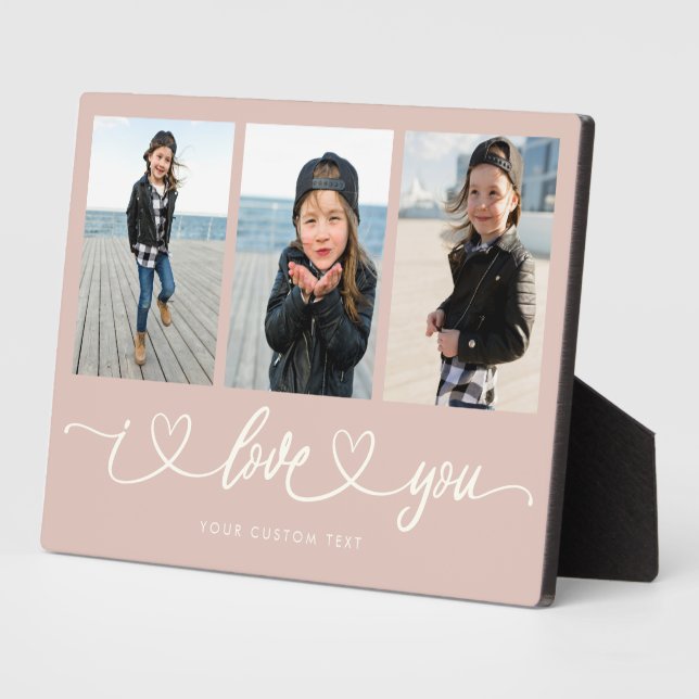 I Liebe You Modern Heart Script Foto Collage Fotoplatte (Seite)
