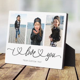 I Liebe You Modern Heart Script Foto Collage Fotoplatte
