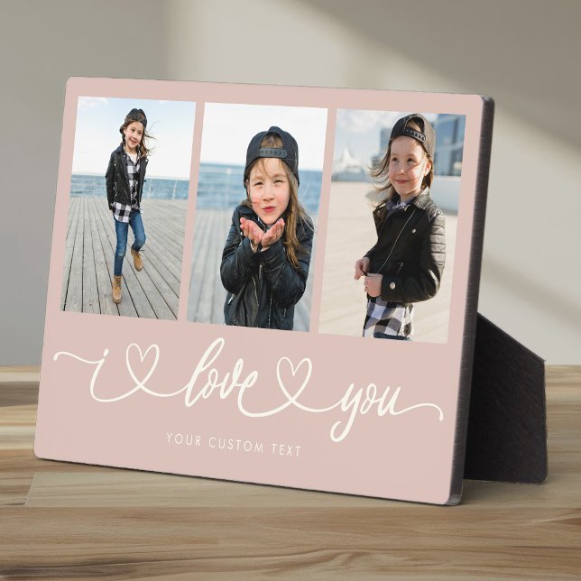 I Liebe You Modern Heart Script Foto Collage Fotoplatte (Von Creator hochgeladen)