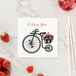 I Liebe You Napkins mit Romantik Blume Bike Serviette