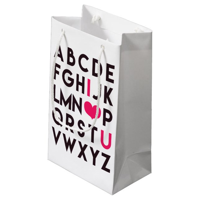 I LIEBE YOU - Niedliche, romantische Alphabet Gesc Kleine Geschenktüte (Rückseite Schrägansicht)