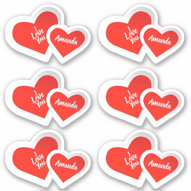 "I Liebe You" Niedliche Valentinherzen .. Personal Aufkleber (Vorderseite)