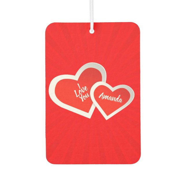 "I Liebe You" Niedliche Valentinherzen .. Personal Autolufterfrischer (Vorderseite)