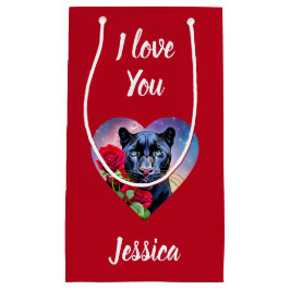 I Liebe You Panther Heart Personalisierter Name Kleine Geschenktüte