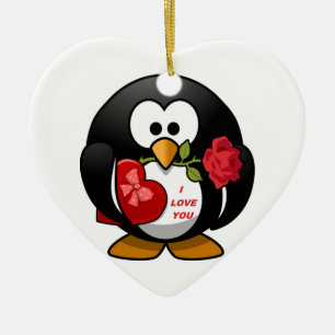 "I LIEBE YOU" PENGUIN KERAMIKORNAMENT