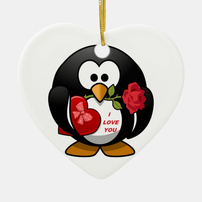 "I LIEBE YOU" PENGUIN KERAMIKORNAMENT (Vorne)