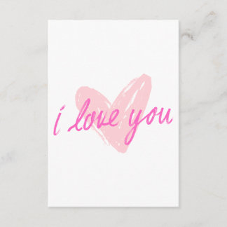 I Liebe You" Pink Heart Design Begleitkarte
