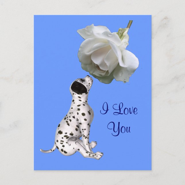 I Liebe You Puppy Rose Blume Foto Postkarte (Vorderseite)