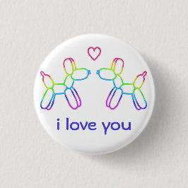 "I Liebe You" Rainbow Balloon Dogbutton Button