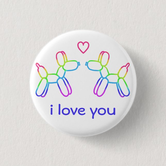 "I Liebe You" Rainbow Balloon Dogbutton Button (Vorderseite)