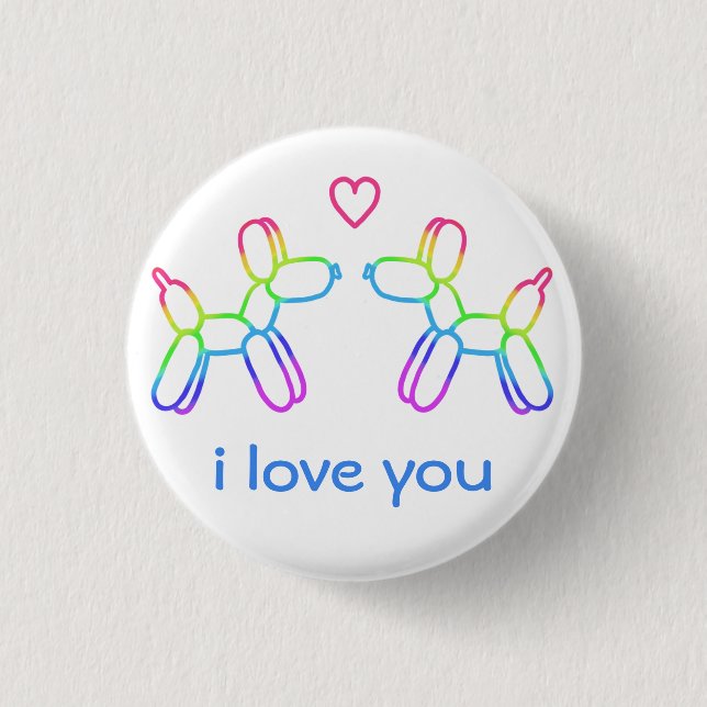 "I Liebe You" Rainbow Balloon Dogbutton Button (Vorderseite)