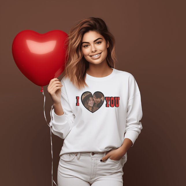 I Liebe You Red Foto Herzfrauen Sweatshirt (I Love You Red Photo Heart women Sweatshirt)
