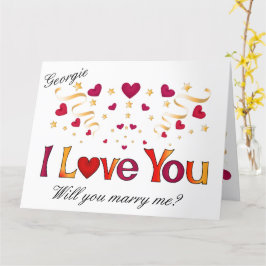 I LIEBE YOU Red Heart Gold Black Heiratsvorschlag Karte
