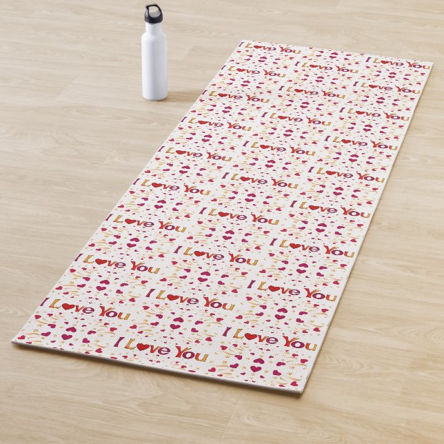 I LIEBE YOU Red Heart Gold Ribbon Valentine 2-seit Yogamatte (Beispiel)
