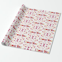 I LIEBE YOU Red Heart Gold Ribbon Vintag Valentine